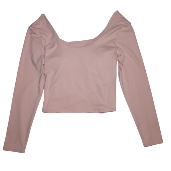 Oasis Twist Built-In Bra Long-Sleeve Pink Top Size Large - Picture 3 of 8